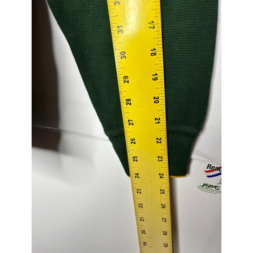 Polo Ralph Lauren Mens XL Green Waffle‎ Knit Thermal Shirt Yellow Trim V-Neck
